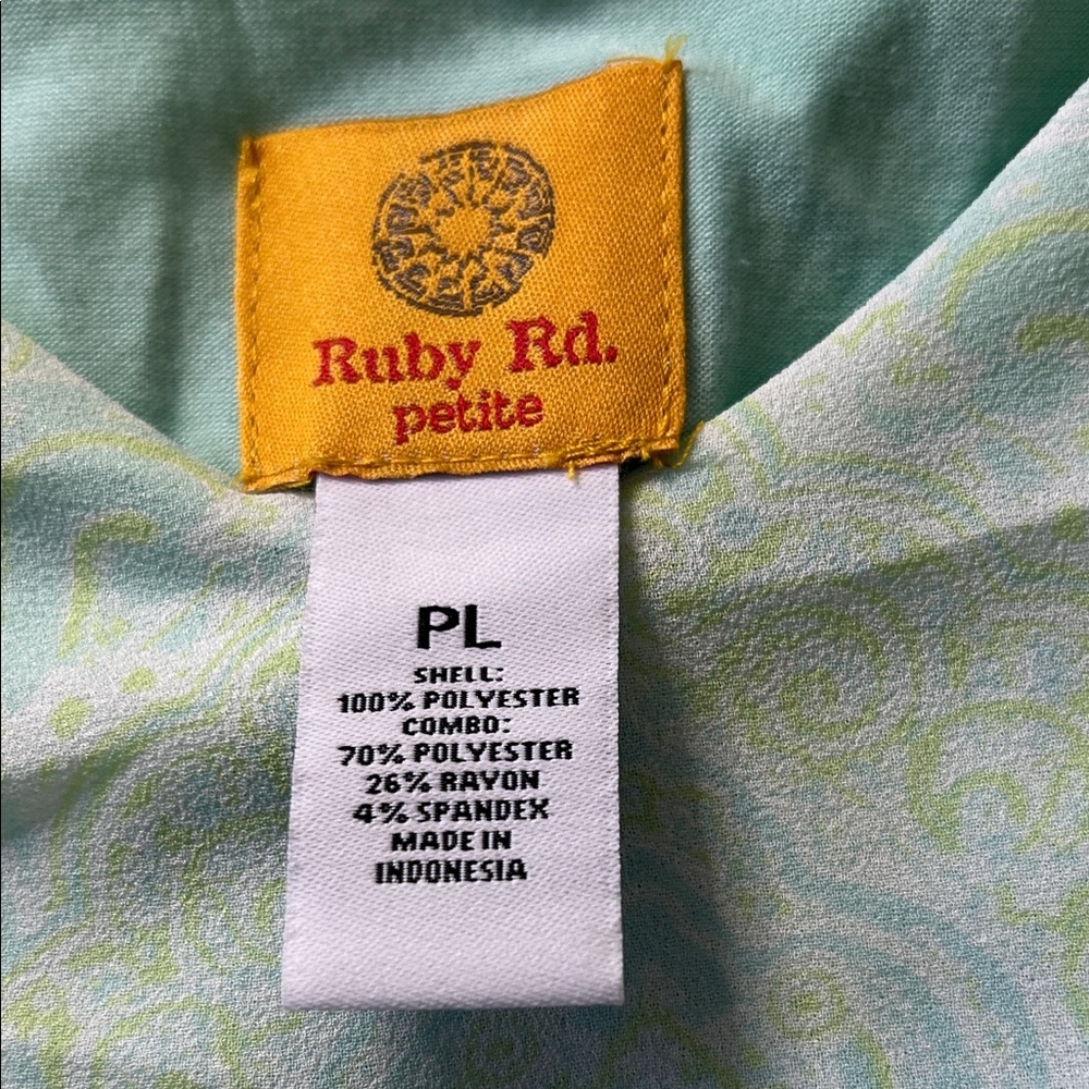 Ruby Rd. Aqua and Taupe Patterned Blouse - image 3